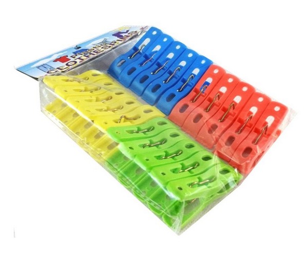 Plastic Clothespins, 4 colors, 20 pcs